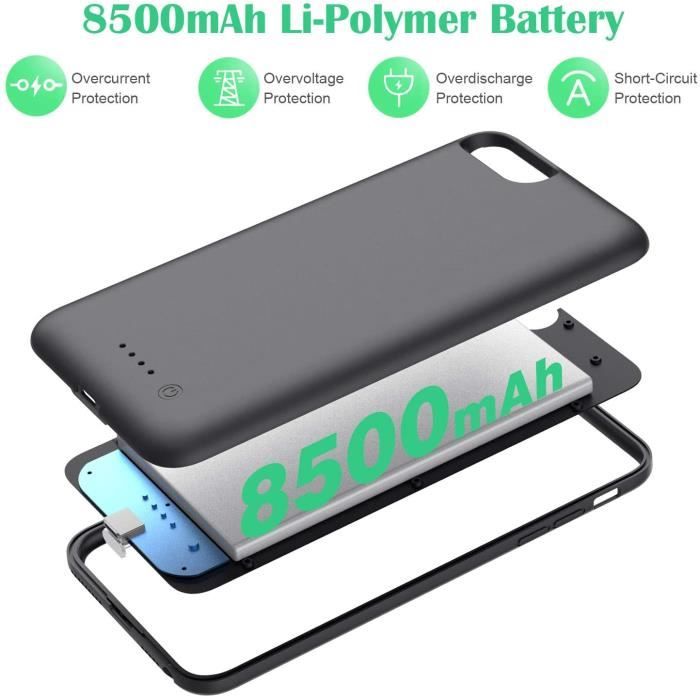 Housse de batterie, portable Slim Coffret de charge du chargeur de batterie  externe rechargeable Étui pour iPhone 6 Plus/6s Plus/7 Plus/8 Plus - Chine  Boîtier pour batterie et Powerbank prix