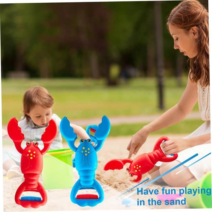 Sable Digger – 2 Pelles à Sable En Forme De Homard, 34 Cm, Jouet De Plage En Plastique Sûr – Presse Et Ramasse – Pour Bébés Et Jeunes Enfants