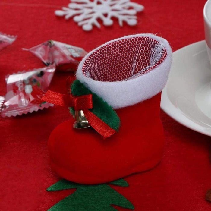 Lot De 6 Bottes De Noël En Plastique - Poches à Bonbons, Décorations Sapin, Maison (tailles S Et M) - 8