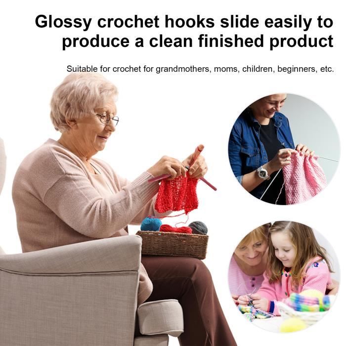 Set De 9 Crochets à Tricoter Ergonomiques - Poignée Confort En Gel - Tailles 2mm à 6mm - Pour Débutants Et Confirmés