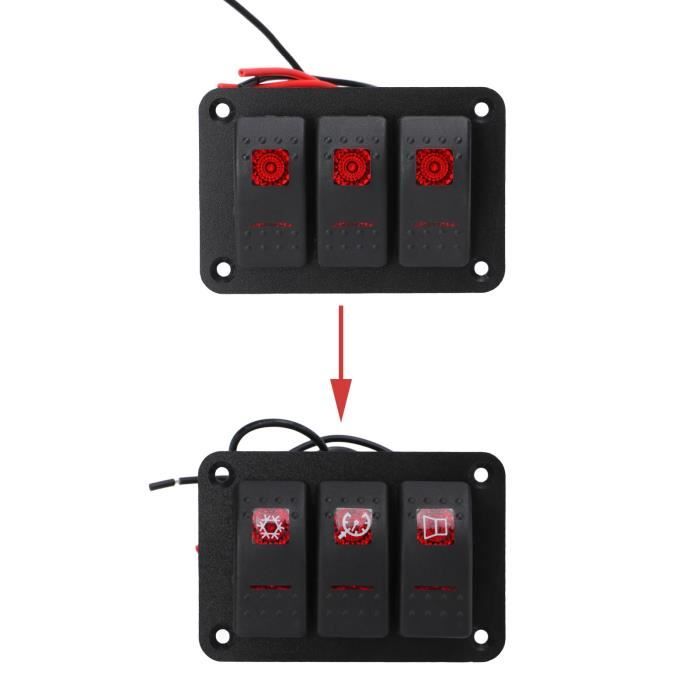 Panneau D'interrupteurs 4 Gangs Avec LED Rouges – IP66 étanche, Anti-surcharge, 12V, Pour Bateau, SUV, Voiture
