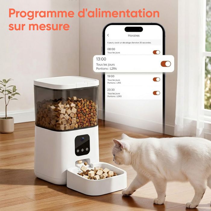 Distributeur Automatique Croquettes Et Eau Pour Chien/chat - Double Compartiment, Grand Capacité, Silencieux, Sans électricité