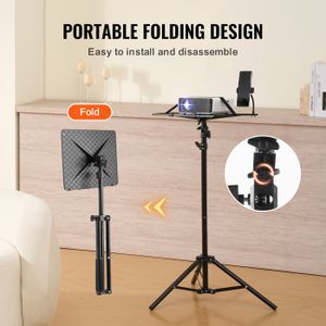 Tiger LEC8-BK Support Ordinateur Portable Et Projecteur Trépied Réglable - Hauteur Jusqu'à 137 Cm