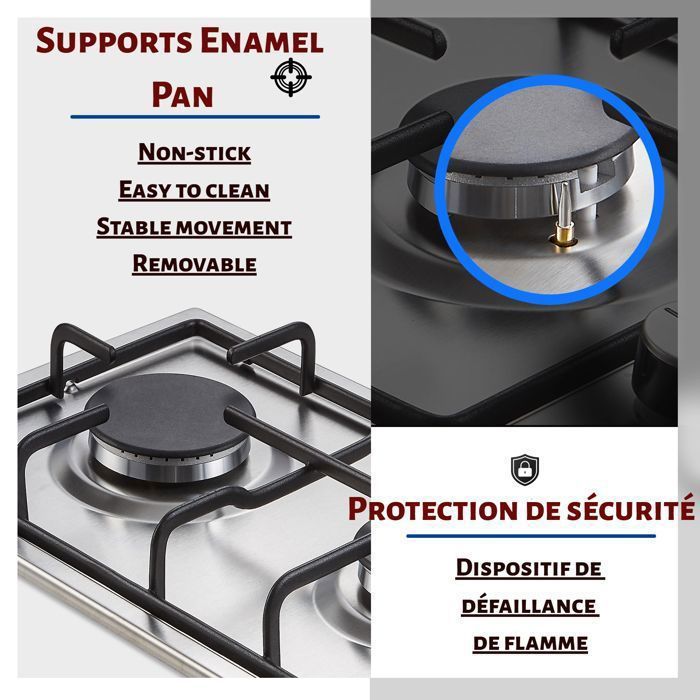 PLAQUE DE CUISSON à Gaz 2 feux - Encastrable Inox - Gaz Naturel/Propane PLAQUE DE CUISSON à Gaz 2 feux - Encastrable Inox - Gaz Naturel/Propane