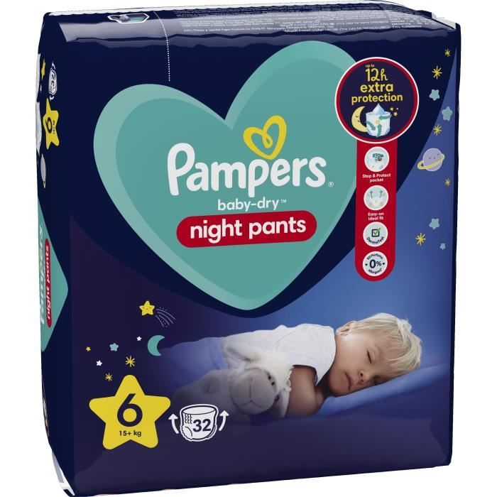 Couches-culottes PAMPERS Baby-Dry Night Pants pour la nuit - Taille 6 - 32  couches - Cdiscount Puériculture & Eveil bébé