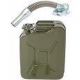 Jerricane en métal pour Essence et Diesel–20L–Olive–avec bec verseur 0.6 mm-0
