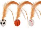 NOBRAND 3 Pièces Cat Feather Ball Toys, Cat Bouncy Ball with Feather, Interactive Cat Toy Ball, Cat Pounce Toy Balls, Cat Feather Balls