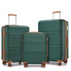 Kono Set de 3 Valises de Voyage Rigide Bagage Cabine (51.5/65/75cm) avec 4 roulettes et Serrure TSA, Vert/Brun
