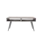 PEUGEOT Table Basse avec 2 Tiroirs - WOMO-DESIGN - Bois de Manguier Massif Gris - Pieds en Epingle à Cheveux