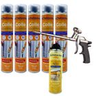 DSTOCK60 - Lot de 5 colles de montage polyuréthane + 1 pistolet + 1 nettoyant mousse - Mousse polyuréthane faiblement expansive
