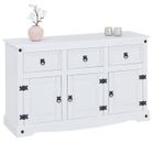 IDIMEX Buffet RURAL commode bahut vaisselier en pin massif blanc avec 3 tiroirs et 3 portes, meuble de rangement style mexicain en bois