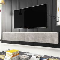 Meuble TV / Meuble de salon - KANE - 180 cm - béton - avec LED - style moderne