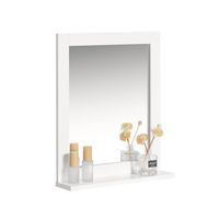 SoBuy® FRG129-W Miroir Mural Meuble Salle de Bain avec 1 étage plateau L40xP10xH49cm- Blanc
