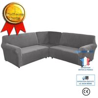 Housse de canapé TD pour housse de canapé d'angle 5 places 3,6 x 1,8 x 0,9 m velours épaissi housse canapé 3 pièces gris forme de L