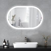 Miroir Salle de Bain avec eclairage, Miroir LED, Miroir avec 3 Couleurs de lumière, Anti-Buée, Économie d'Énergie, 50x70cm