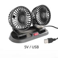 ventilateur de voiture,2 Head 5V USB--Ventilateur de voiture électrique à 3 têtes, réglable à 360 °, USB-12V-24V, 2 vitesses, silenc