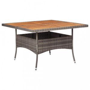Ensemble table et chaise de jardin Table d'extérieur - P184 - Gris - Résine tressée et bois d'acacia solide
