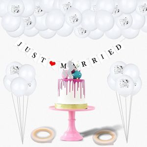 Ballons “Just Married” - lot de 8 - Blanc et Doré