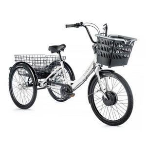 VÉLO ASSISTANCE ÉLEC Tricycle electrique- mixte moteur roue av batterie frein et retropedalage Leader Fox Lovelo 2023 Bafang - blanc - 24