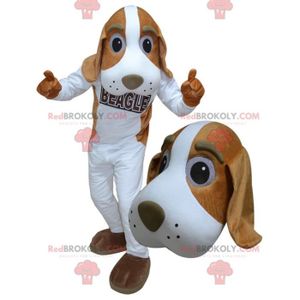 DÉGUISEMENT - PANOPLIE Mascotte de chien blanc et marron géant - Costume 