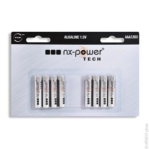 PILES NX - Pile alcaline blister x8 Nx-Power Tech LR03 - AAA 1.5V 1.46Ah-NX