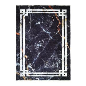 TAPIS DE COULOIR MARBLE ARCH - Tapis extra-doux effet marbre 120 x 170 cm Noir