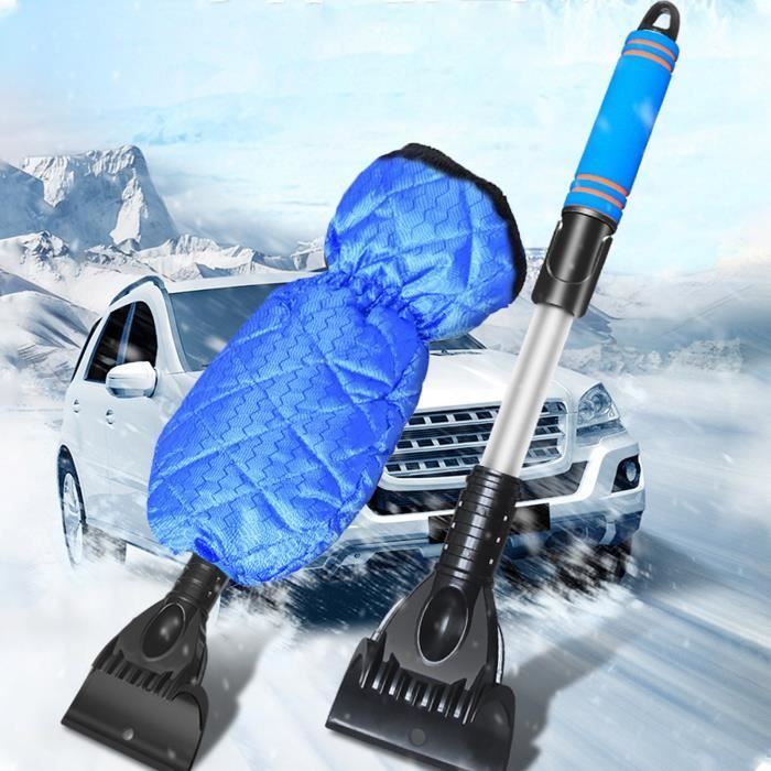 Grattoir à glace avec gants imperméables doublés d'un déneigement en  polaire épaisse avec poignée en mousse antidérapante pour pare-brise  Fenêtre de voiture Pare-brise Hiver Ice Scrapi