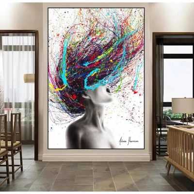 Poster Sur Toile 50x70cm Coiffure Vintage Noir & Blanc - Déco Salon De Coiffure, Salon, Bureau (Sans Cadre)