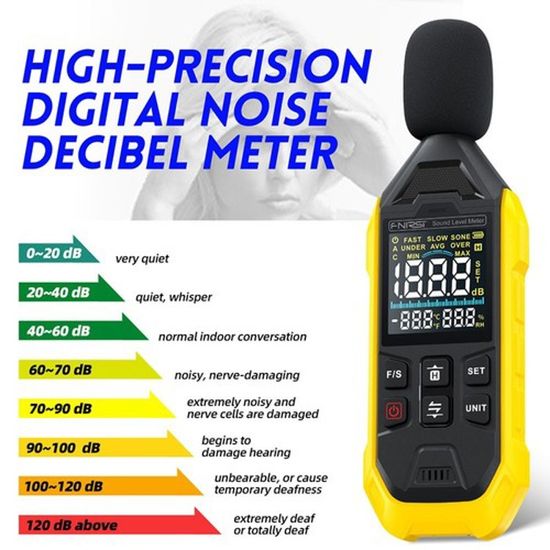 Sonomètre LATNEX SM-130DB - Mesure Décibels Bruit Environnemental - Type 2 Avec Certificat étalonnage