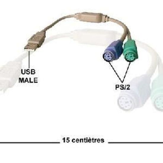Adaptateur USB vers 2 PS/2 15cm - Cdiscount Informatique