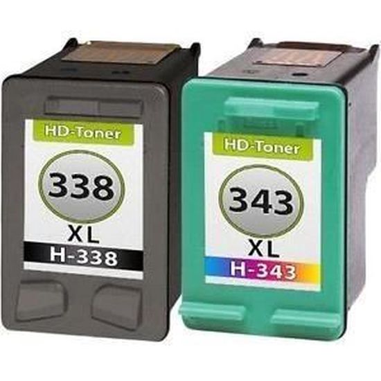 Lot De Cartouches D'encre Compatibles HP 338 XL & 343 XL - Pour Imprimantes PSC 3180 Etc.