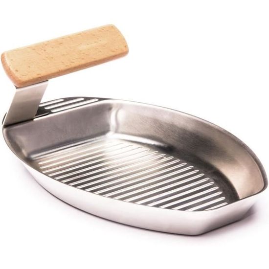 Poignée De Barbecue En Acier Inoxydable Avec Bois – Lève-Grille Antidérapante Multifonction