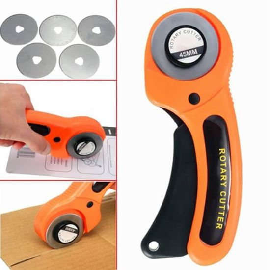Coupeur Rotatif 45mm Pour Couture Et Patchwork - Lame Acier Inoxydable, Sécurité Verrou, Poignée Ergonomique, Coupe Précise Tissu Multicouche
