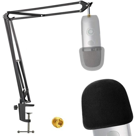 Support Microphone Avec Bonnette Compatible Shure SM58 - Bras Ciseaux Réglable, Pince Robuste, Filtre Anti-Pop - 14