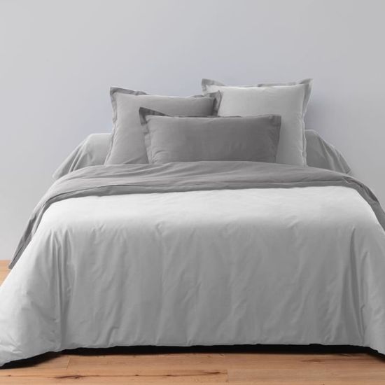 Couette MORTREUX Bicolore Gris Foncé / Vert Pâle – Microfibre – Neuve