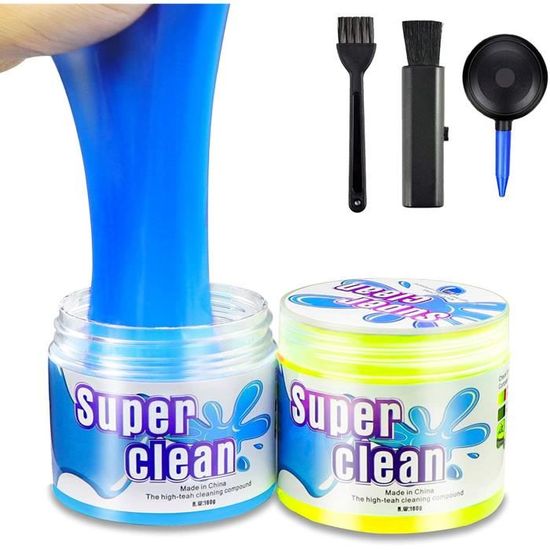 Évents de Voiture Gel Nettoyant pour Poussière de Nettoyage de Clavier 2 Pièces Universal Slime de Nettoyage Réutilisable pour Pc Appareil Photo Ordinateur Portable 