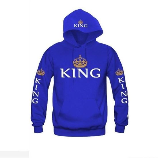 Pull Couple KING QUEEN Lettre et Couronne Imperiale Impression Bleu Cdiscount Pret a Porter