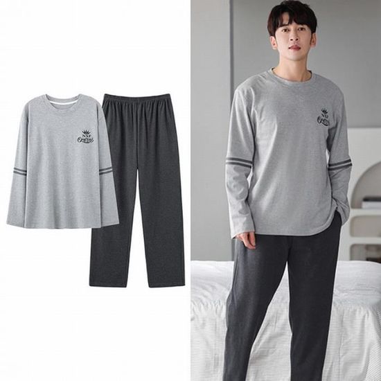 Pyjama Homme Combinaison Pyjama Homme Pièces Coton Manches