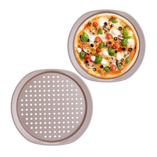 Lot De 4 Plaques à Pizza Relaxdays ∅32cm - Acier Antiadhésif, Perforées Pour Croustillant