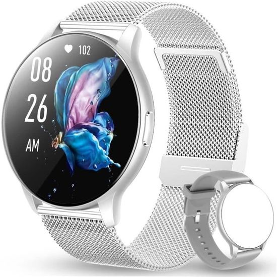 Iaret Montre Connectée Femme 1.83 - 4 Bracelets, Appels HD, Suivi Santé 24h/24 - Or Rose