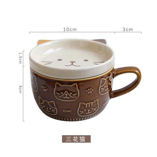 Tasse à Café En Céramique Blanche Avec Motif Chat Chaton