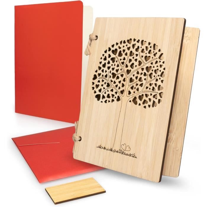 Carte en bois en bambou Carte de voeux premium en bois Set de cartes