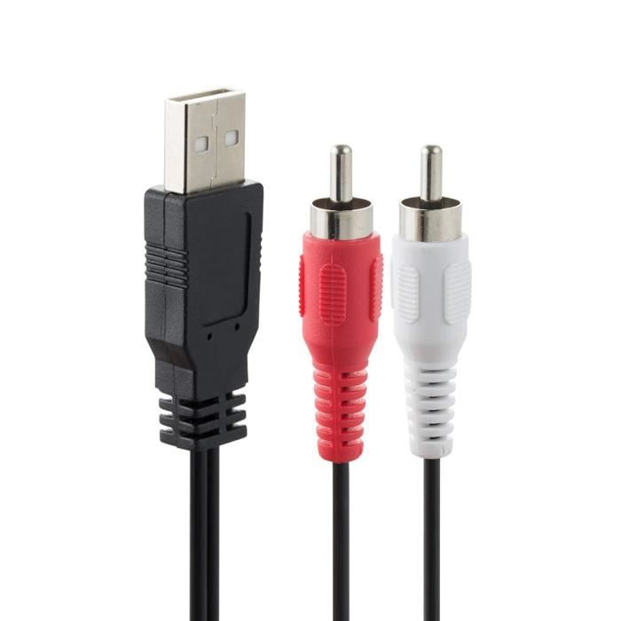 Cable USB vers RCAcable RCA vers USBUSB 2.0 male vers 2 RCA males audio