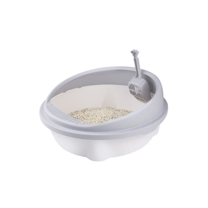 Litière ronde semi-fermée pour animaux de compagnie Accessoires de toilette pour animaux de compagnie-gris (40 * 37 * 18cm)