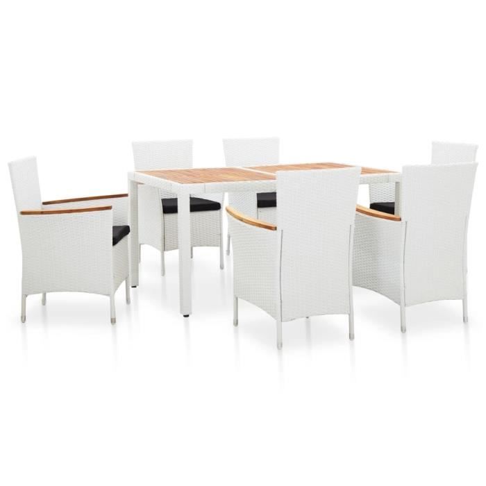 Salon de jardin 7 pcs Résine tressée Blanc#4 -ABI -RUR