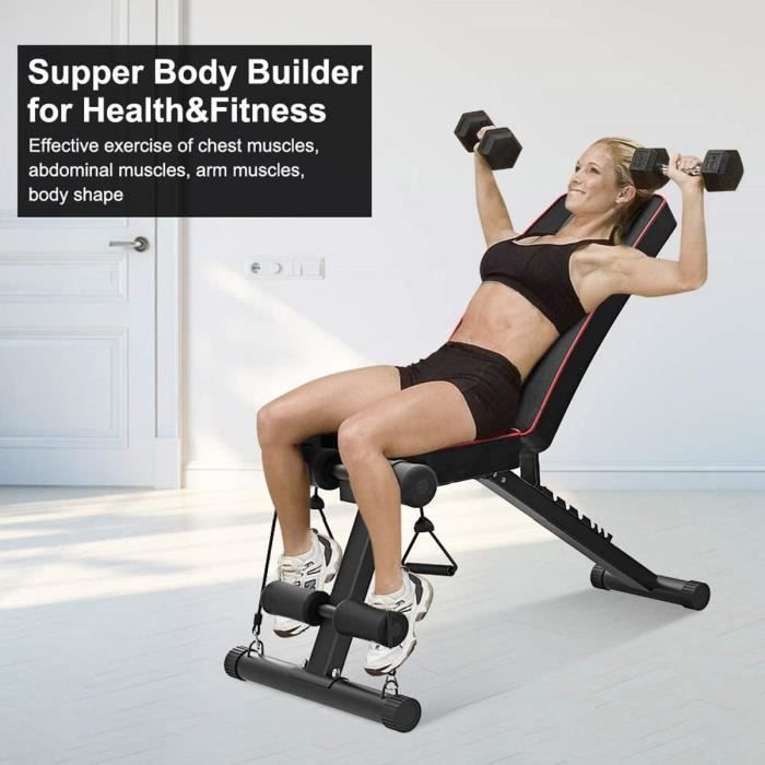 DOMICILE Banc de Musculation Pliable Banc de Poids Gymnastique Sit-up Fitness NOIR