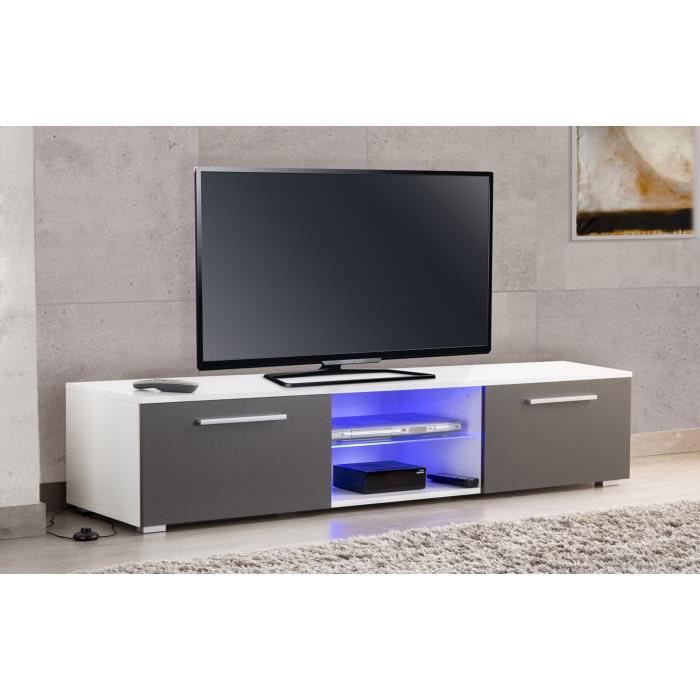 Meuble TV Led Blanc-Gris - USAHA