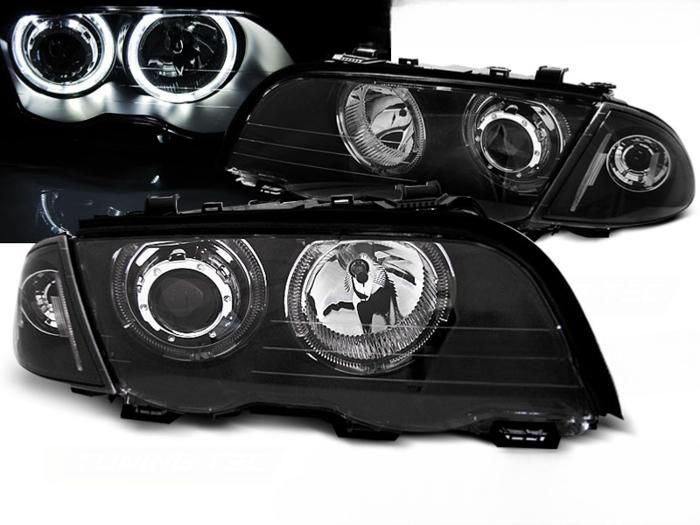 Paire de phares BMW serie 3 E46 98-01 angel eyes led noir-27361163