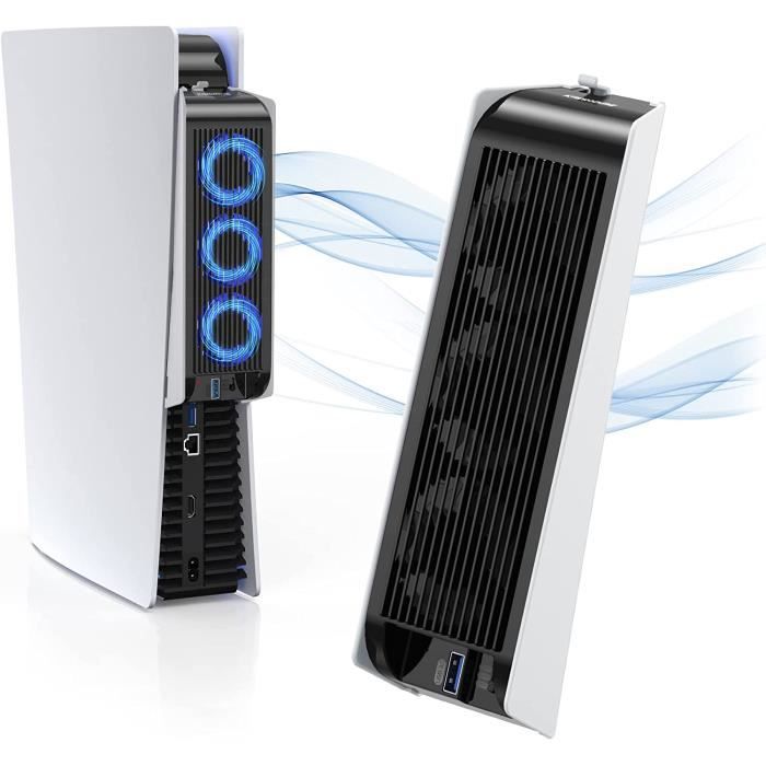 Ventilateur PS5, Ventilateur de Refroidissement pour Accessoires PS5, avec 3 Ventilateurs et USB Externe pour Playstation 5 A442