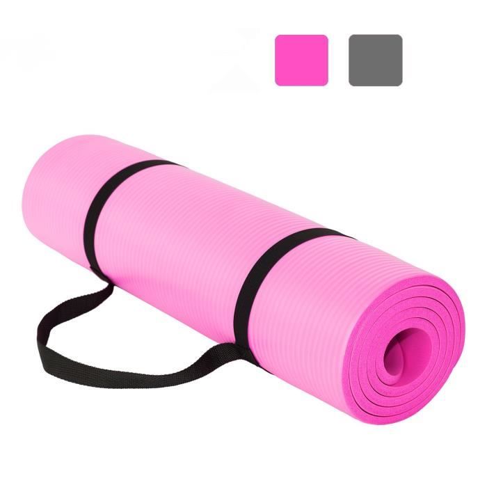 Tapis de Yoga et Fitness, Extra Epais 10 mm / 15 mm, 180 x 60 cm, Parfait pour des Exercices au Sol, Le Camping, Le Gym, Rose